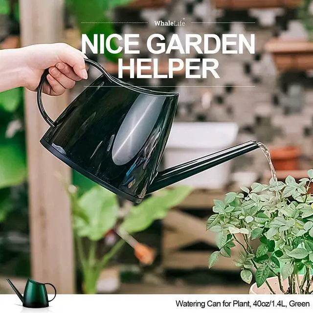 Alt view image 5 of 7 - Small Indoor Plant Watering Can - 1.4L Dark Green Long Spout | Long Spout Prevents Spills Fits 5 Potted Bonsais Ergonomic Grip Precise Control Stylish Nordic Vibe Decor