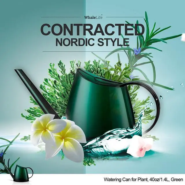Alt view image 4 of 7 - Small Indoor Plant Watering Can - 1.4L Dark Green Long Spout | Long Spout Prevents Spills Fits 5 Potted Bonsais Ergonomic Grip Precise Control Stylish Nordic Vibe Decor