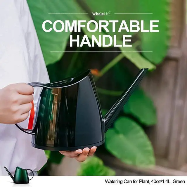 Alt view image 6 of 7 - Small Indoor Plant Watering Can - 1.4L Dark Green Long Spout | Long Spout Prevents Spills Fits 5 Potted Bonsais Ergonomic Grip Precise Control Stylish Nordic Vibe Decor