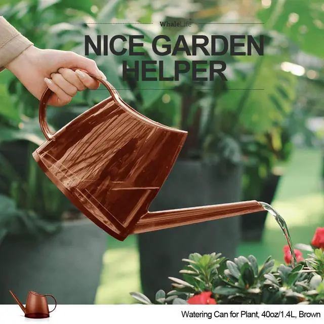 Alt view image 5 of 7 - Small Indoor Plant Watering Can Long Spout 1.4L Brown | Long Spout Prevents Spills Fits 5 Potted Bonsais Ergonomic Grip Precise Control Stylish Nordic Vibe Decor