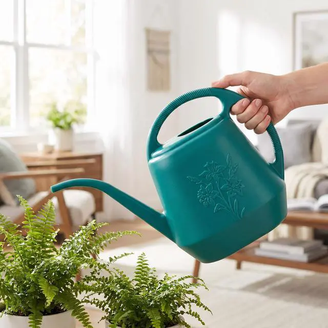 Alt view image 4 of 7 - 1-Gallon Plastic Watering Can with Comfortable Handle, Garden Watering Cans Long Spout for Indoor Outdoor Watering Plants (Green)