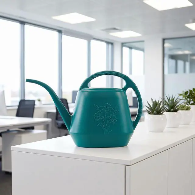 Alt view image 6 of 7 - 1-Gallon Plastic Watering Can with Comfortable Handle, Garden Watering Cans Long Spout for Indoor Outdoor Watering Plants (Green)
