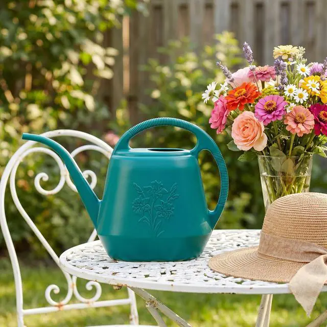 Alt view image 5 of 7 - 1-Gallon Plastic Watering Can with Comfortable Handle, Garden Watering Cans Long Spout for Indoor Outdoor Watering Plants (Green)