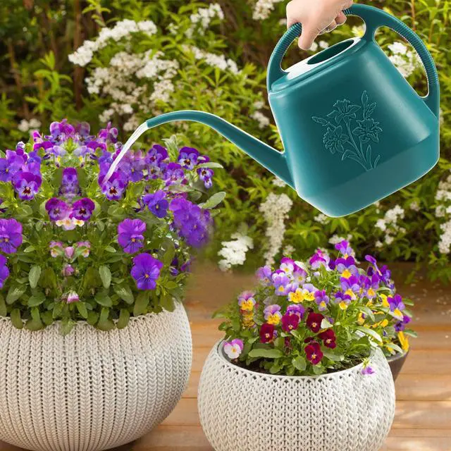 Alt view image 7 of 7 - 1-Gallon Plastic Watering Can with Comfortable Handle, Garden Watering Cans Long Spout for Indoor Outdoor Watering Plants (Green)