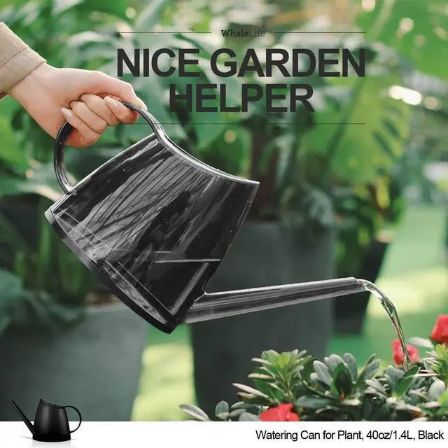 Alt view image 6 of 7 - Small Indoor Plant Watering Can Long Spout 1.4L Black | Long Spout Prevents Spills Fits 5 Potted Bonsais Ergonomic Grip Precise Control Stylish Nordic Vibe Decor