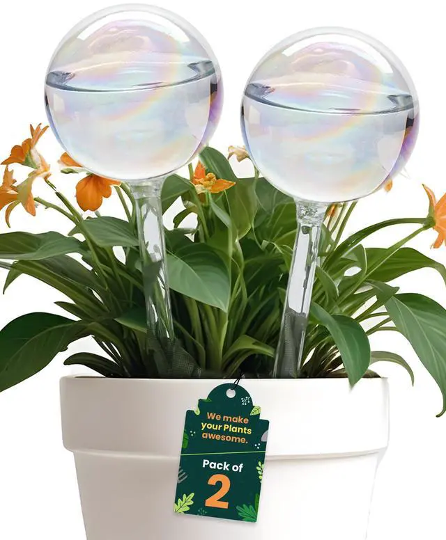 Main image of Iridescent Self Watering Globes, Glass Rainbow Plant Watering Globes, Self Watering Planter Insert, Automatic Plant Waterer Indoor (Medium-2 Pcs Iridescent, Medium)
