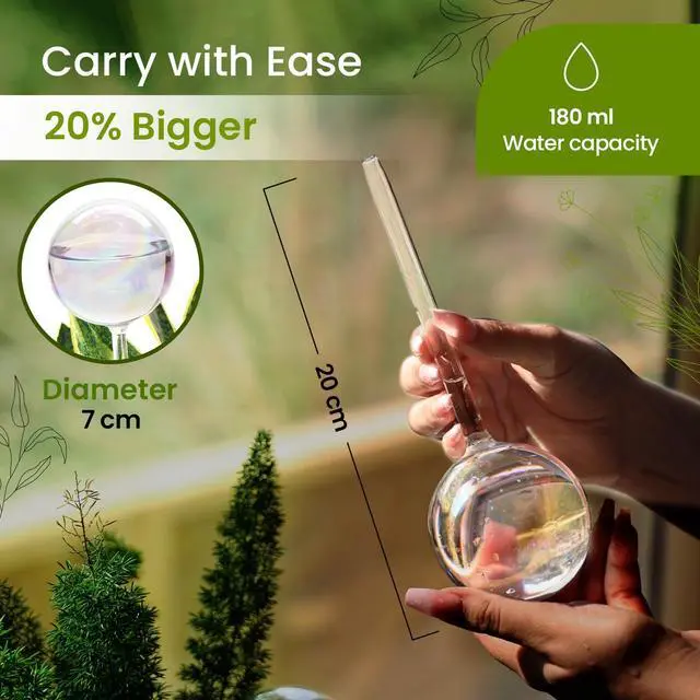 Alt view image 2 of 7 - Iridescent Self Watering Globes, Glass Rainbow Plant Watering Globes, Self Watering Planter Insert, Automatic Plant Waterer Indoor (Medium-2 Pcs Iridescent, Medium)