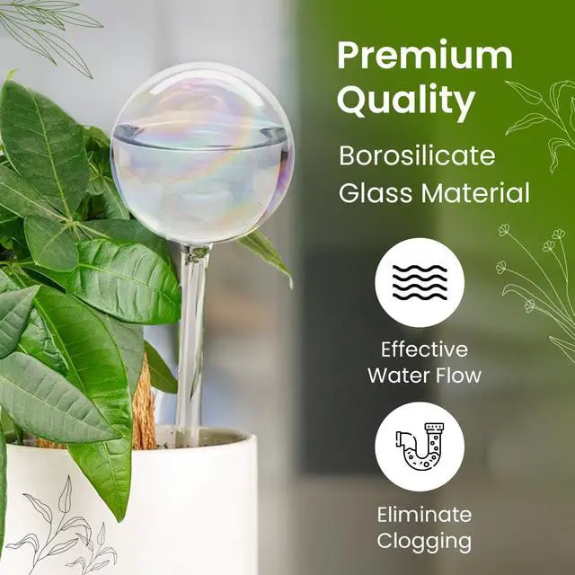 Alt view image 6 of 7 - Iridescent Self Watering Globes, Glass Rainbow Plant Watering Globes, Self Watering Planter Insert, Automatic Plant Waterer Indoor (Medium-2 Pcs Iridescent, Medium)