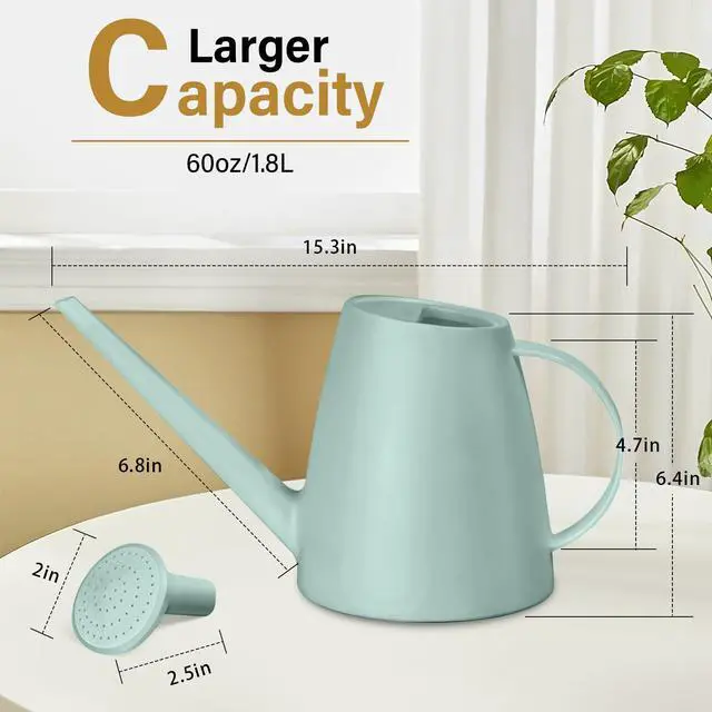 Alt view image 2 of 7 - Plant Watering Can - Plastic Indoor and Outdoor - 1/2 Gallon - Light Green