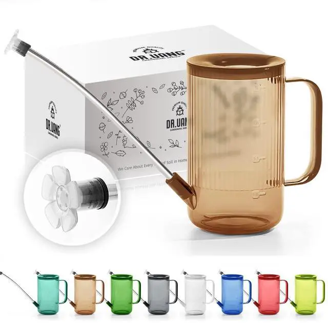 Main image of Small Watering Can Indoor Plants with Long Spout (1L, Amber Brown) | Narrow Nozzle Prevents Spillages Compact Size Fits Desk Gardens Ergonomic Grip for Steady Pour Vintage Translucent Vibe Decor