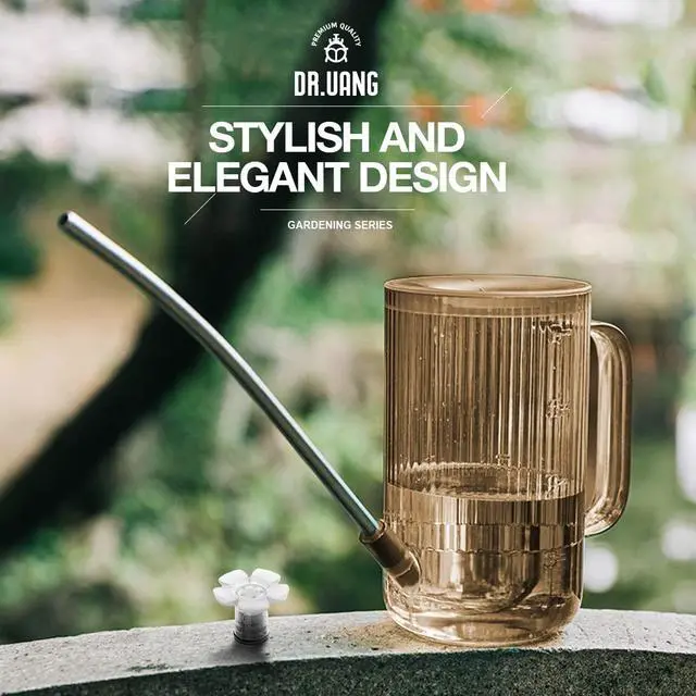 Alt view image 6 of 7 - Small Watering Can Indoor Plants with Long Spout (1L, Amber Brown) | Narrow Nozzle Prevents Spillages Compact Size Fits Desk Gardens Ergonomic Grip for Steady Pour Vintage Translucent Vibe Decor