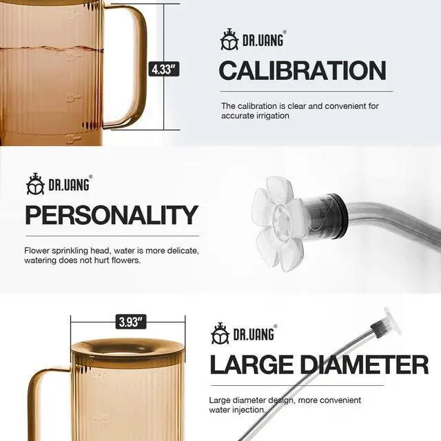 Alt view image 5 of 7 - Small Watering Can Indoor Plants with Long Spout (1L, Amber Brown) | Narrow Nozzle Prevents Spillages Compact Size Fits Desk Gardens Ergonomic Grip for Steady Pour Vintage Translucent Vibe Decor