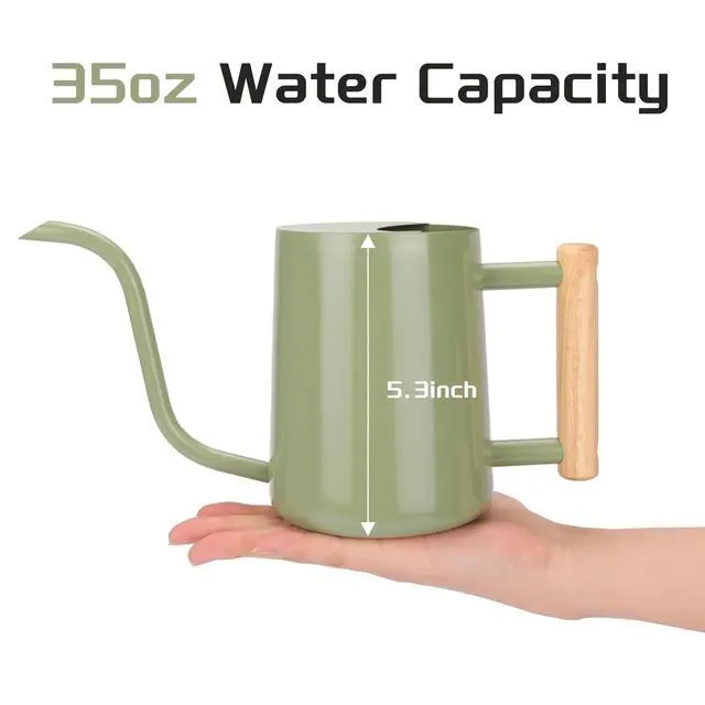 Alt view image 2 of 7 - Metal Watering Can for Indoor Plants, 35oz Sage Green Cute Stainless Steel Pot with Long Spout for Indoor House Plants Bonsai Outdoor Garden Flower Decorative