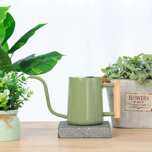 Alt view image 4 of 7 - Metal Watering Can for Indoor Plants, 35oz Sage Green Cute Stainless Steel Pot with Long Spout for Indoor House Plants Bonsai Outdoor Garden Flower Decorative