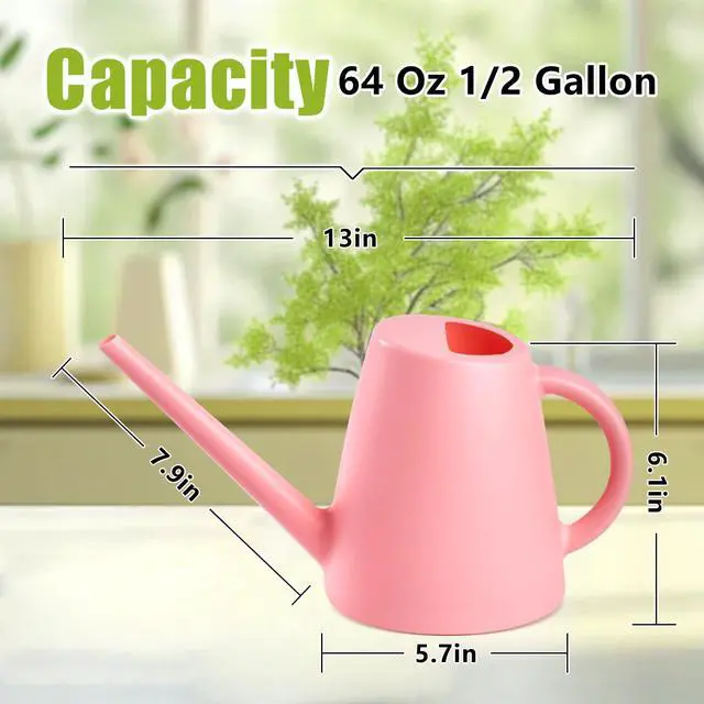 Alt view image 2 of 7 - Plant Watering Cans for Indoor and Outdoor Home Garden Plants - with Long Spout - Pink - 1/2 Gallon