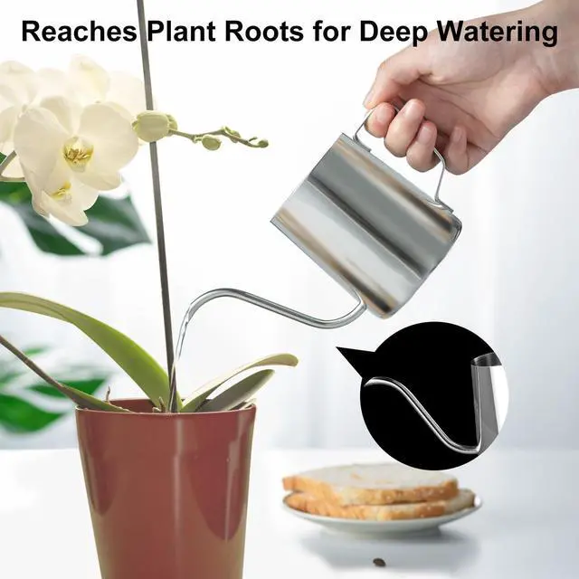 Alt view image 3 of 7 - Small Watering Can for Indoor Plants, Plant Watering Can, 12 oz | Mini watering can for indoor plants; indoor watering can with long spout and handle, 350 ml, rust-proof 304 stainless steel.