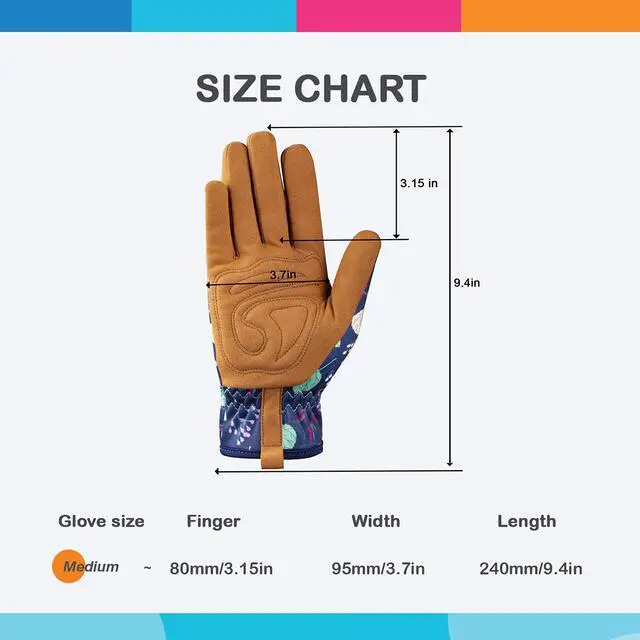 Alt view image 7 of 7 - Leather Gardening Gloves for Women - Working Gloves for Weeding, Digging, Planting, Raking and Pruning (B-Blue) Medium | Breathable Garden Gloves with a Padded Palm