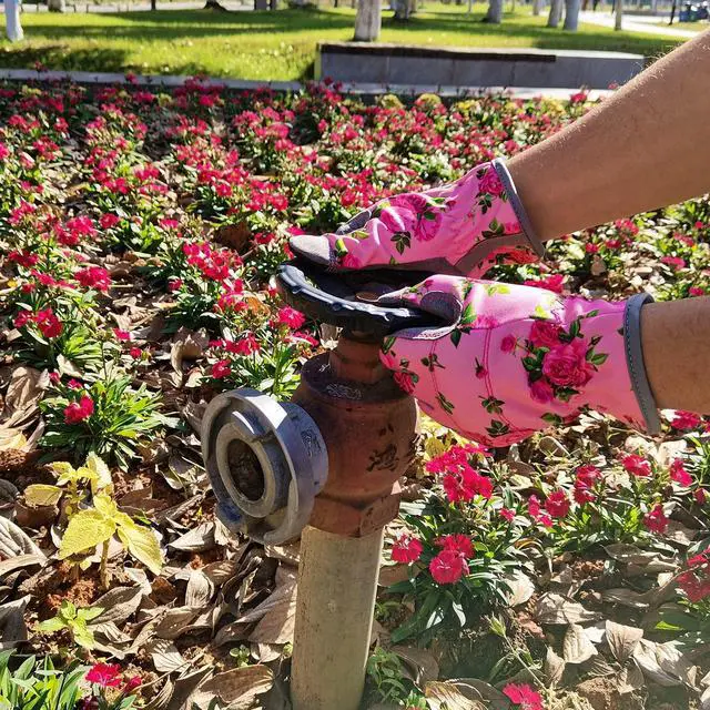 Alt view image 2 of 7 - Leather Gardening Gloves for Women, Flexible Breathable Garden Gloves | Thorn Proof Working Gloves for Weeding, Digging, Planting and Pruning, Medium, Pink