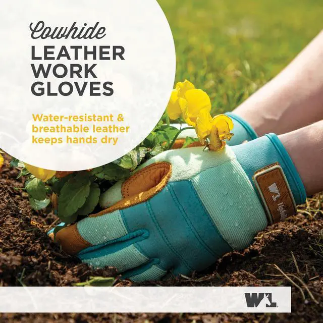 Alt view image 2 of 6 - Women's HydraHyde Cowhide Hybrid Work Gloves, Blue, Medium