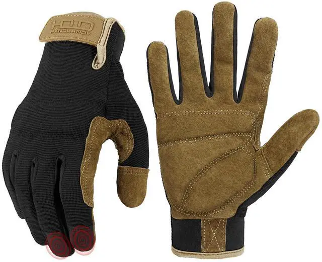 Main image of Work Gloves for Men & Women, Flexible Breathable Gardening Gloves for Yard Maintenance, Leather Utility Mechanic Working Gloves Touch Screen (Large, 1 Pair)