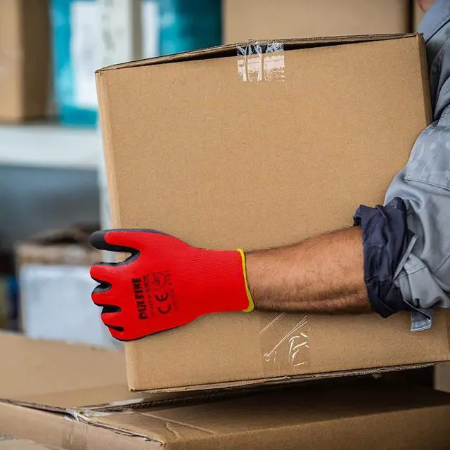 Alt view image 3 of 7 - Safety Work Gloves for Men & Women 12 Pairs, PU Coated Red L | Seamless Knit, Smooth Grip on Palm & Fingers, Ideal for General Duty Work, Landscaping, Mechanic, Warehouse, Construction