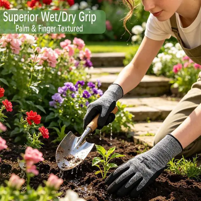 Alt view image 5 of 7 - 8 Pairs gloves for men gardening gloves,garden gloves for women,Breathable latex dipped gloves,Suitable for weeding and warehouse handling