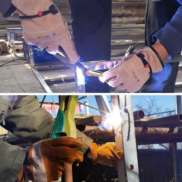 Alt view image 6 of 6 - Leather Work Gloves for Men or Women.Gardening,Welding,Coffee-grey S | Glove for Tig, Mig, Construction, Chainsaw, Farm, Ranch, etc. Cowhide, Soft Lining, Utility, Firm Grip, Durable.Small