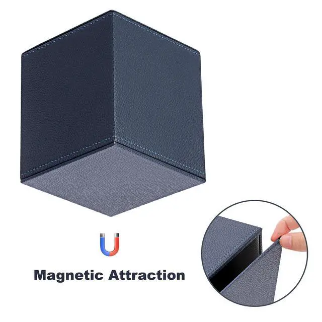 Alt view image 7 of 7 - Tissue Box Cover Square,Magnetic Bottom PU Tissue Box Holder,Blue | Stylish Cube Leather Tissue Cover,Lychee Pattern, Decorative Tissue Box Covers for Living Room Bathroom Table Desk Office Car