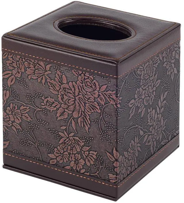 Main image of Tissue Box Cover Square,Modern Leather Tissue Box Holder for Napkin Facial Paper Organizer Bottom with Magnet Reinforcement for Home/Hotel/Restaurant/Office/car/Living Room(Retro)