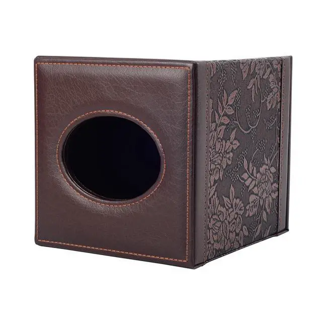 Alt view image 5 of 7 - Tissue Box Cover Square,Modern Leather Tissue Box Holder for Napkin Facial Paper Organizer Bottom with Magnet Reinforcement for Home/Hotel/Restaurant/Office/car/Living Room(Retro)