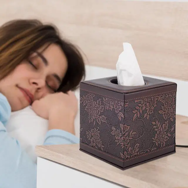 Alt view image 4 of 7 - Tissue Box Cover Square,Modern Leather Tissue Box Holder for Napkin Facial Paper Organizer Bottom with Magnet Reinforcement for Home/Hotel/Restaurant/Office/car/Living Room(Retro)