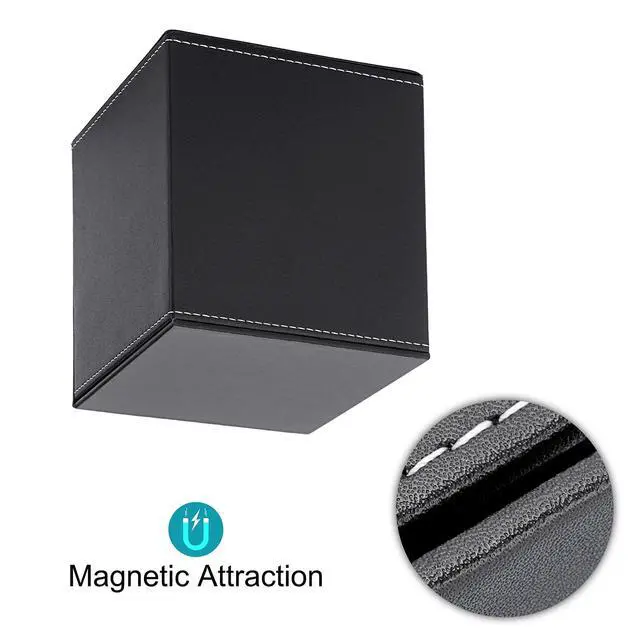 Alt view image 7 of 7 - Square Tissue Box Cover,Magnetic Bottom PU Tissue Box Holder,Black | Elegant Cube Leather Tissue Box Covers,Decorative Tissue Box for Vanity Dresser Night Stand Table Countertop Office Car