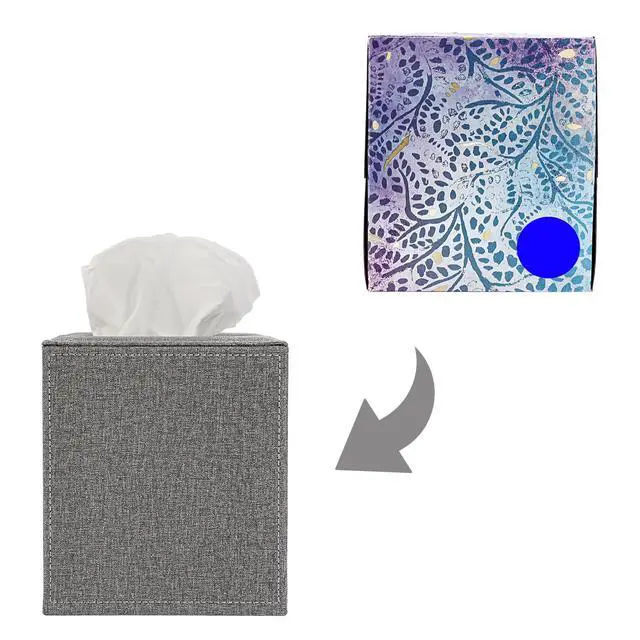 Alt view image 7 of 7 - Square Linen Tissue Box Cover - Stylish Cube Tissue Box Holder with Magnetic Bottom, Decorative Tissue Box for Vanity Toilet Dresser Night Stand Table Countertop Home Office Car