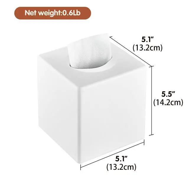 Alt view image 3 of 7 - Tissue Box Cover, Modern Decorative Square Facial Storage Tissue Box Holder, Home Accessories for Bathroom Vanity Countertops, Dressers, Night Stand, Parlors and Office - White