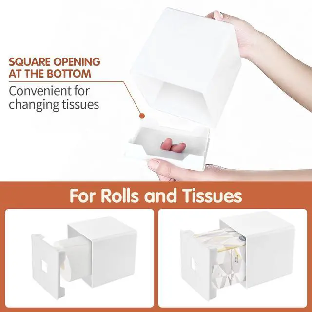 Alt view image 4 of 7 - Tissue Box Cover, Modern Decorative Square Facial Storage Tissue Box Holder, Home Accessories for Bathroom Vanity Countertops, Dressers, Night Stand, Parlors and Office - White