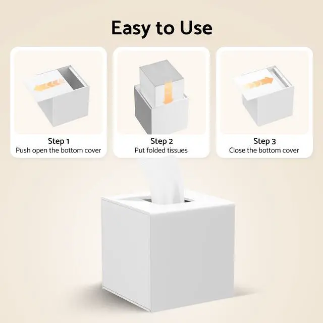 Alt view image 5 of 6 - Acrylic Tissue Box Cover Decorative Square Tissue Holder Napkin Dispensert for Bathroom-White | Bottom Magnet Closure Home Office Restaurant Vanity Desk TableTop