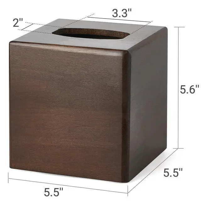 Alt view image 6 of 6 - Tissue Box Cover Square, Rustic Wood Open-Bottom Holder, Dark Brown | Decorative Tissue Holder, Modern Farmhouse Decor, Desk Organizer, Bedroom Guest Room Bathroom living Room Office Dorm