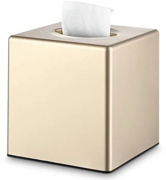 Main image of Tissue Box Cover, Decorative Modern Square Facial Storage Tissue Box Holder, Home Accessories for Bathroom Vanity Countertops, Dressers, Night Stand, Parlors and Office - Champagne Gold