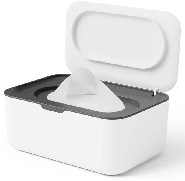 Main image of Wipes Dispenser, Wipe Holder for Baby & Adult, Refillable Baby Wipe Container, Keeps Wipes Clean. Non-Slip, Easy Pull Wipes Pouch Case, Grey