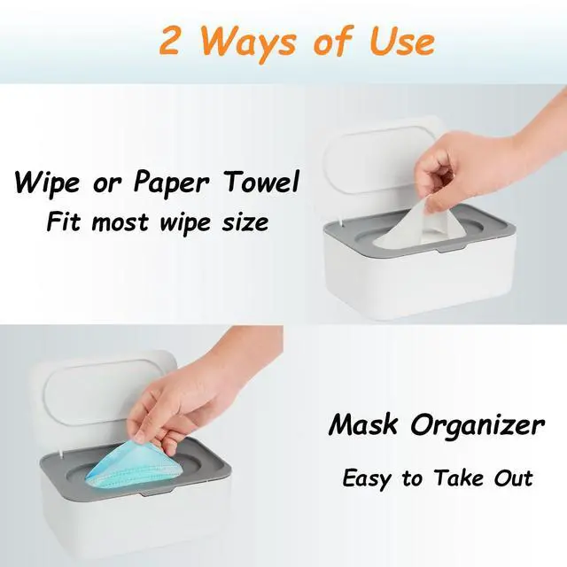 Alt view image 5 of 6 - Wipes Dispenser, Wipe Holder for Baby & Adult, Refillable Baby Wipe Container, Keeps Wipes Clean. Non-Slip, Easy Pull Wipes Pouch Case, Grey