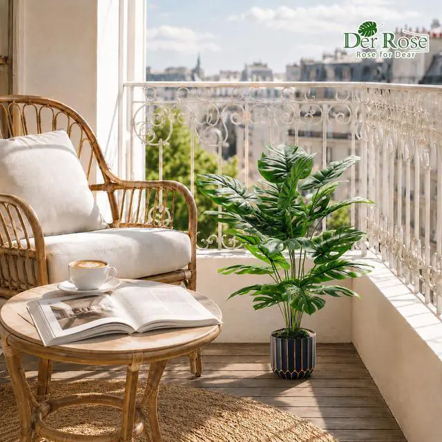 Alt view image 6 of 7 - 28" Fake Plants, Monstera Plant in Black Gold Pot for Home Decor | Artificial plants indoor add refined tropical greenery to modern offices, elegant entryways, reception areas and house decor