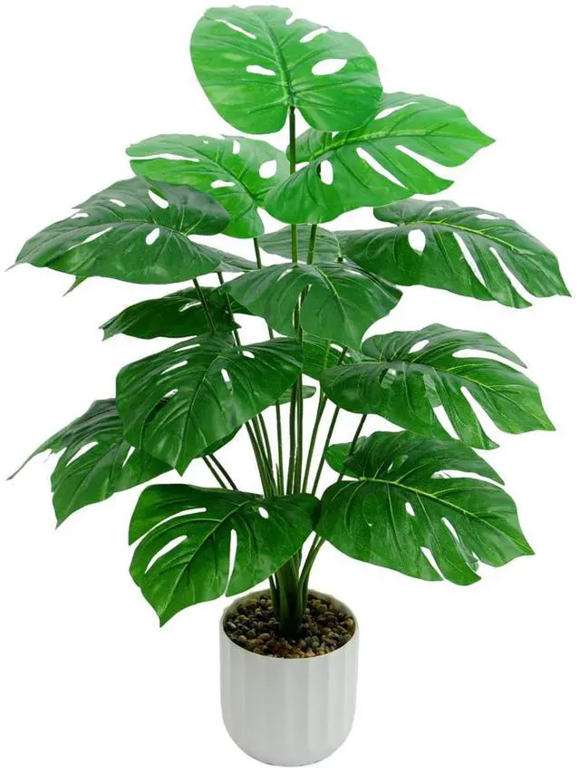 Main image of 28 Fake Plant Artificial Monstera for Room Decor, Faux Potted Plants Indoor for Home Living Bedroom Aesthetic Farmhouse Dorm Office Classroom and Outdoor Garden Porch Balcony Decor
