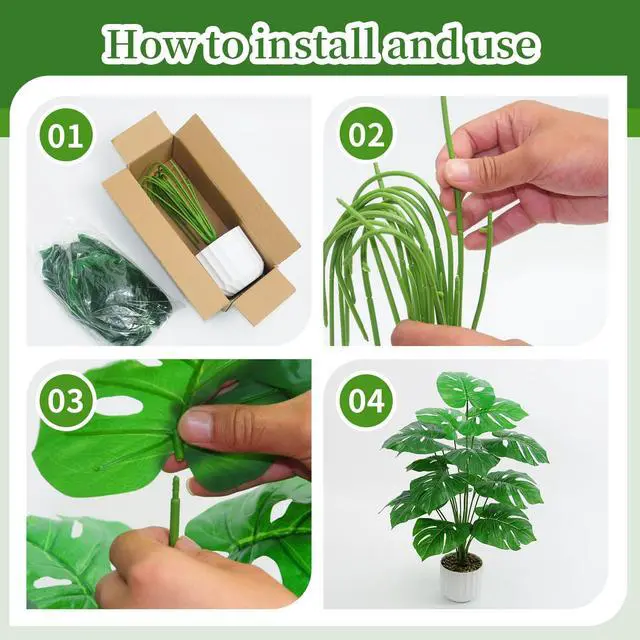Alt view image 3 of 7 - 28 Fake Plant Artificial Monstera for Room Decor, Faux Potted Plants Indoor for Home Living Bedroom Aesthetic Farmhouse Dorm Office Classroom and Outdoor Garden Porch Balcony Decor