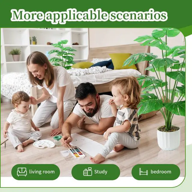 Alt view image 7 of 7 - 28 Fake Plant Artificial Monstera for Room Decor, Faux Potted Plants Indoor for Home Living Bedroom Aesthetic Farmhouse Dorm Office Classroom and Outdoor Garden Porch Balcony Decor