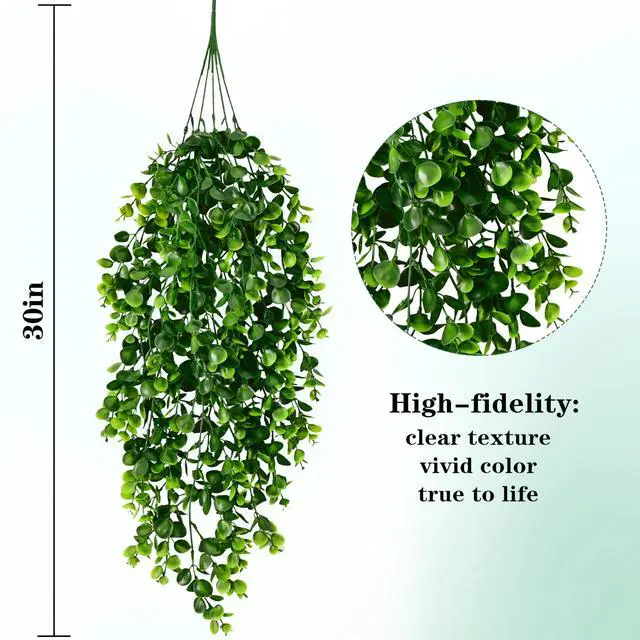 Alt view image 3 of 7 - 4Pcs Fake Hanging Plants 2.7FT Fake Plants Fake Vines Greenery | UV Resistant Faux Outdoor Plants Ivy Vines for Modern Boho Patio Outdoor Indoor Party Wall Porch Gazebo Aesthetic Decor