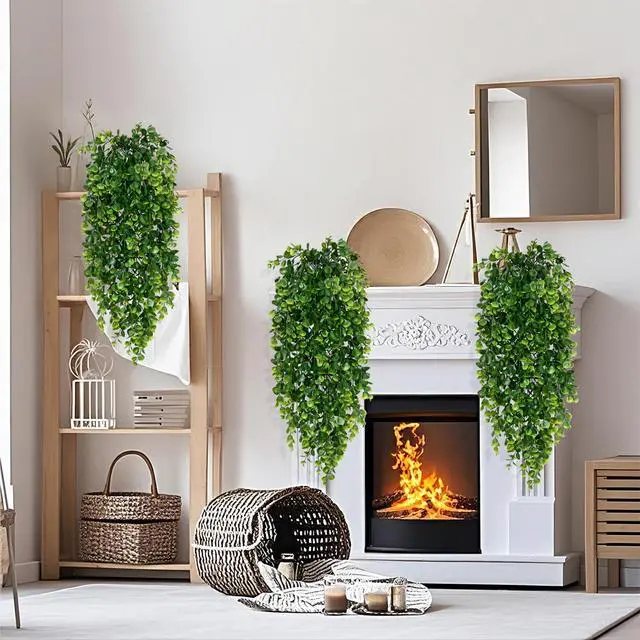 Alt view image 4 of 7 - 4Pcs Fake Hanging Plants 2.7FT Fake Plants Fake Vines Greenery | UV Resistant Faux Outdoor Plants Ivy Vines for Modern Boho Patio Outdoor Indoor Party Wall Porch Gazebo Aesthetic Decor