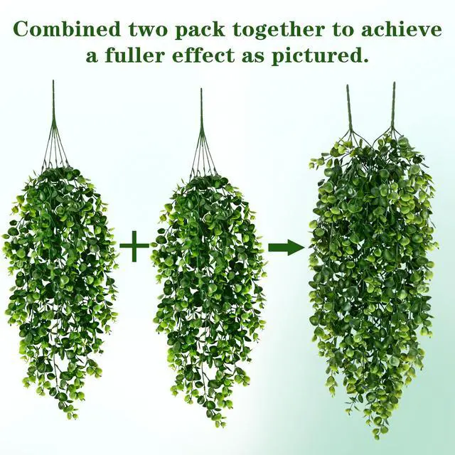 Alt view image 5 of 7 - 4Pcs Fake Hanging Plants 2.7FT Fake Plants Fake Vines Greenery | UV Resistant Faux Outdoor Plants Ivy Vines for Modern Boho Patio Outdoor Indoor Party Wall Porch Gazebo Aesthetic Decor