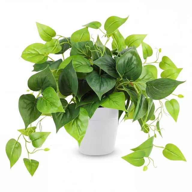 Main image of Artificial Plants Fake Pothos with Plastic Pot Artificial Potted Plant for Home Office Bedroom Indoor Outdoor Decor 1 Pack