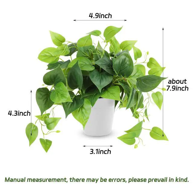 Alt view image 2 of 7 - Artificial Plants Fake Pothos with Plastic Pot Artificial Potted Plant for Home Office Bedroom Indoor Outdoor Decor 1 Pack