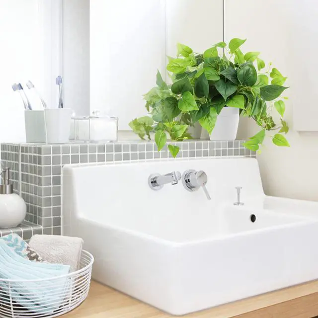 Alt view image 5 of 7 - Artificial Plants Fake Pothos with Plastic Pot Artificial Potted Plant for Home Office Bedroom Indoor Outdoor Decor 1 Pack